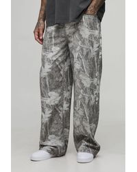 BoohooMAN - Tall Washed Camo Baggy Fit Jeans - Lyst