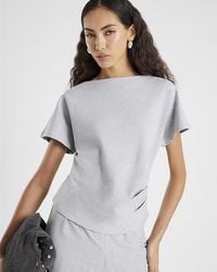 River Island - T-Shirt Pinstripe Ruched Boat Neck - Lyst