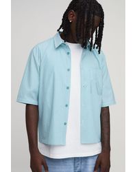 BoohooMAN - Boxy Crop Half Sleeve Stripe Shirt - Lyst