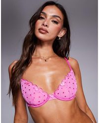 ASOS - Roxy Spot Mesh Underwired Bra With Heart Details - Lyst