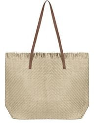 Woodland Leathers - Large Woven Straw Beach Bag - Lyst