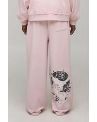 BoohooMAN - Extreme Wide Leg Bird Graphic Washed Joggers - Lyst