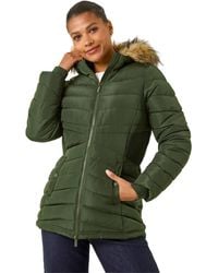 Roman - Faux Fur Hooded Quilt Coat - Lyst