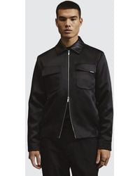 River Island - Shacket Satin Collared - Lyst