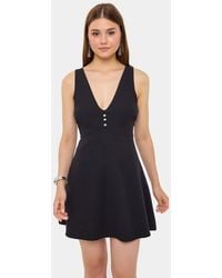 Hiccup - Cotton V-Neck Cut-Out Buttoned Detail Mini Dress - Lyst