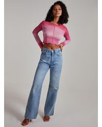 Pink Vanilla - Ombre Exposed Long Sleeve Mesh Crop Top - Lyst