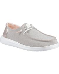 HEYDUDE - Wendy Metallic Sparkle Polyester Damesschoenen Roségoud - Lyst