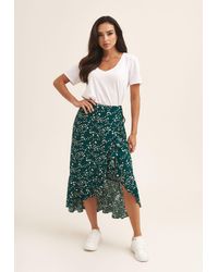 Gini London - Animal Print Ruffle Wrap Midi Skirt - Lyst