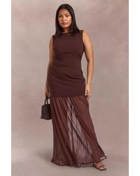 Boohoo - Plus Sheer Hem Sleeveless Maxi Dress - Lyst