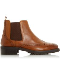 Dune - Quarters Brogue Chelsea Boots Leather - Lyst