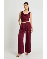 Boohoo - Satin Cowl Neck Cami And Wide Leg Trouser Co-Ord - Lyst