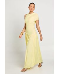 Boohoo - Slinky Asym Neck Ruched Detail Maxi Dress - Lyst