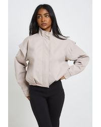 Boohoo - Shoulder Detail Funnel Neck Jacket - Lyst