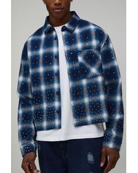 BoohooMAN - Boxy Crop Scatter Rhinestone Shirt - Lyst