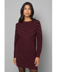 Wallis - Christmas Stud Tunic Knitted Dress - Lyst