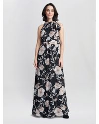 Gina Bacconi - Lexi Floral Print Tie Neck Maxi Dress - Lyst