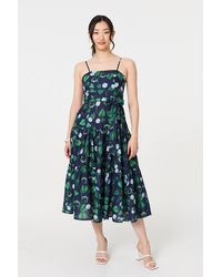 Izabel London - Floral Sleeveless Tie Waist Midi Dress - Lyst
