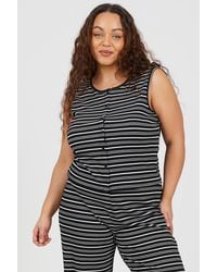 Brave Soul - Curve Jersey Knit Striped Button Down Vest - Lyst
