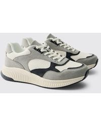 BoohooMAN - Contrast Mesh Panel Runner Trainer - Lyst