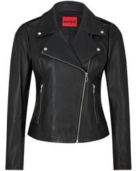 HUGO - Larella Leather Jacket - Lyst