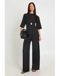 Boohoo - Tall Woven Marl Cinch Waist Top Wide Leg Trouser Co-Ord - Lyst