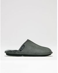 Threadbare - 'Lewes' Faux Fur Lined Suedette Mule Slippers - Lyst