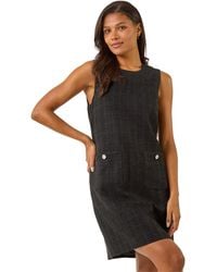 Roman - Textured Pinafore Pocket Dress - Lyst