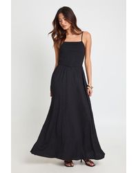 Boohoo - Textured Square Neck Shirred Bodice Maxi Dress - Lyst