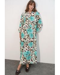 Bigdart - Floral Maxi Dress With Mandarin Collar - Lyst