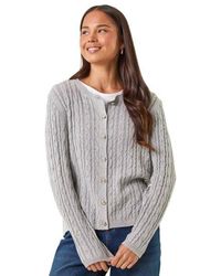 Roman - Petite Cable Knitted Cardigan - Lyst