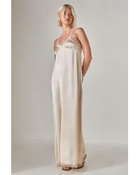 Nasty Gal - Satin Lace Trim Maxi Slip Dress - Lyst
