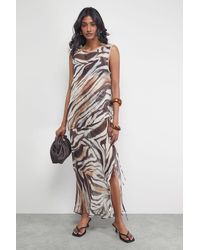 Warehouse - Chiffon Tie Side Column Midi Skirt - Lyst