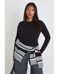Boohoo - Plus Basic Rib Long Sleeve Fitted Longline Top - Lyst