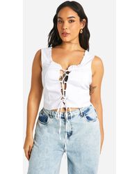 Boohoo - Plus Bengaline Lace Up Corset Top - Lyst