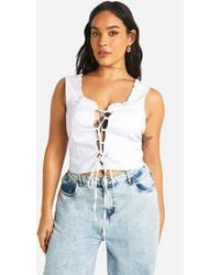 Boohoo - Plus Bengaline Lace Up Corset Top - Lyst