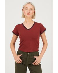 Brave Soul - Stripe V-Neck T-Shirt - Lyst
