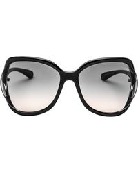 Tom Ford - Gradient Smoke Lens Glanzend Zwarte Zonnebril - Lyst