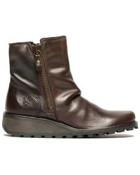 Fly London - Leather Wedge Ankle Zip Boots - Lyst