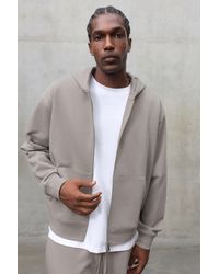 BoohooMAN - Oversized Boxy Premium 480Gsm Zip Through Hoodie - Lyst