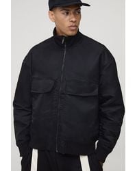 BoohooMAN - Oversized Fit Chunky Rib Funnel Neck Bomber Jacket - Lyst