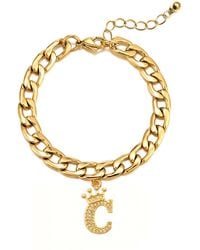 The Jewellery Stockroom - Plated Crystal Letter Charm Curb Bracelet - Lyst