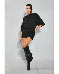 MissPap - Draped Oversized Sleeve T Shirt Dress - Lyst