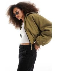 ASOS - Rip Stop Cropped Bomber Jacket With Collar Detail - Lyst