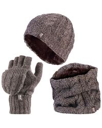 Heat Holders - Thermal Winter Fleece Hat, Neck Warmer And Converter Gloves Set - Lyst