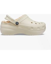 Crocs™ - 207938-2Y2 Classic Platform Lined Clogs Bone - Lyst