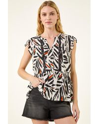 Roman - Abstract Print Lace Tunic Top - Lyst