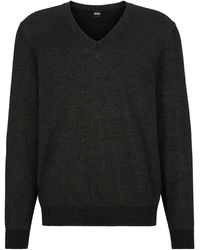 BOSS - V-Neck Long Sleeve Regular Fit Sweater - Lyst