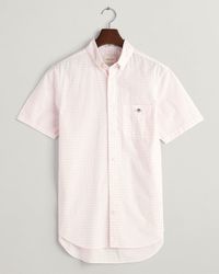 GANT - Regular Fit Short Sleeve Poplin Gingham Shirt - Lyst