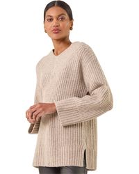 Roman - Chunky V-Neck Knit Jumper - Lyst