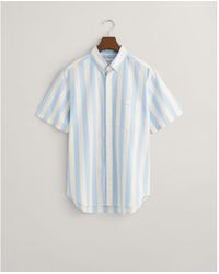 GANT - Regular Fit Poplin Parasol Stripe Short Sleeve Shirt - Lyst